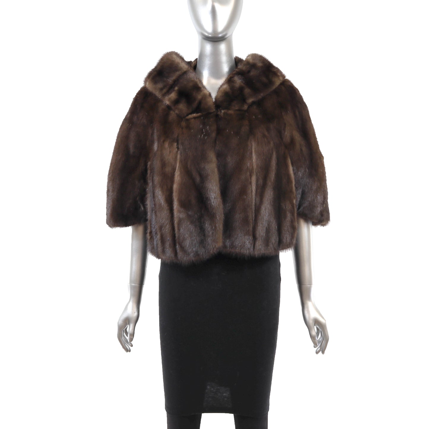 Brown Mink Stole with Collar- Size M