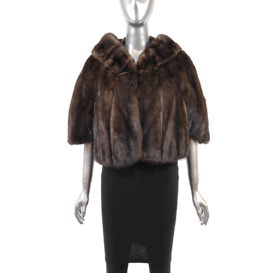Brown Mink Stole with Collar- Size M