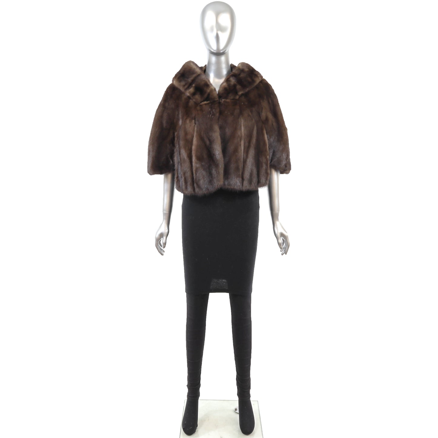 Brown Mink Stole with Collar- Size M
