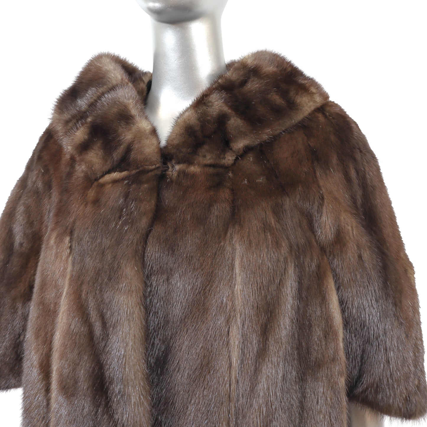 Brown Mink Stole with Collar- Size M