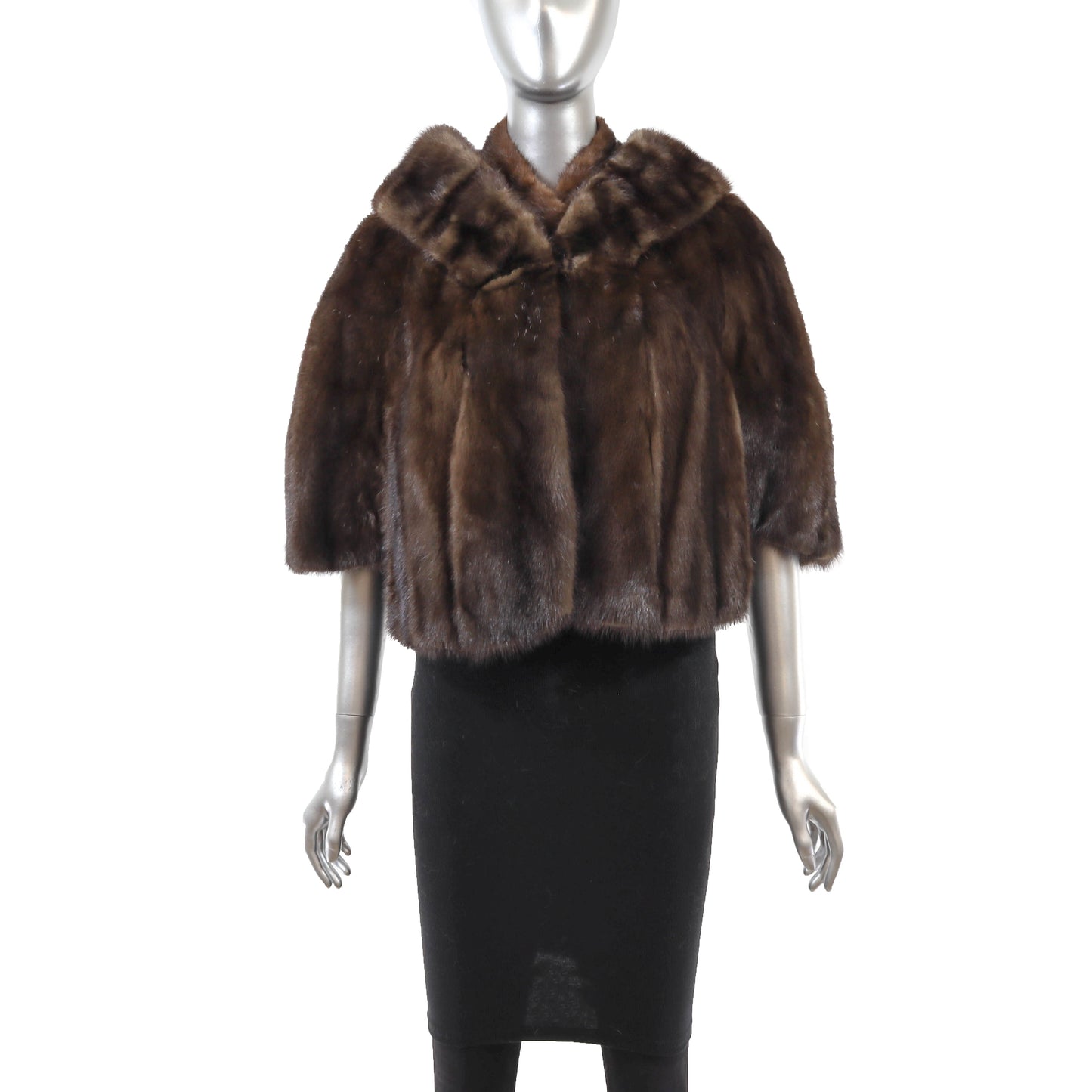 Brown Mink Stole with Collar- Size M