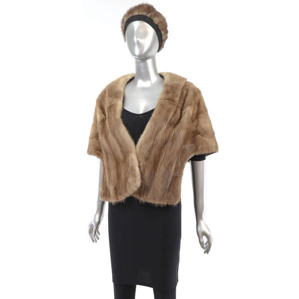 Pastel Mink Stole with Lunaraine Mink Hat- Size M