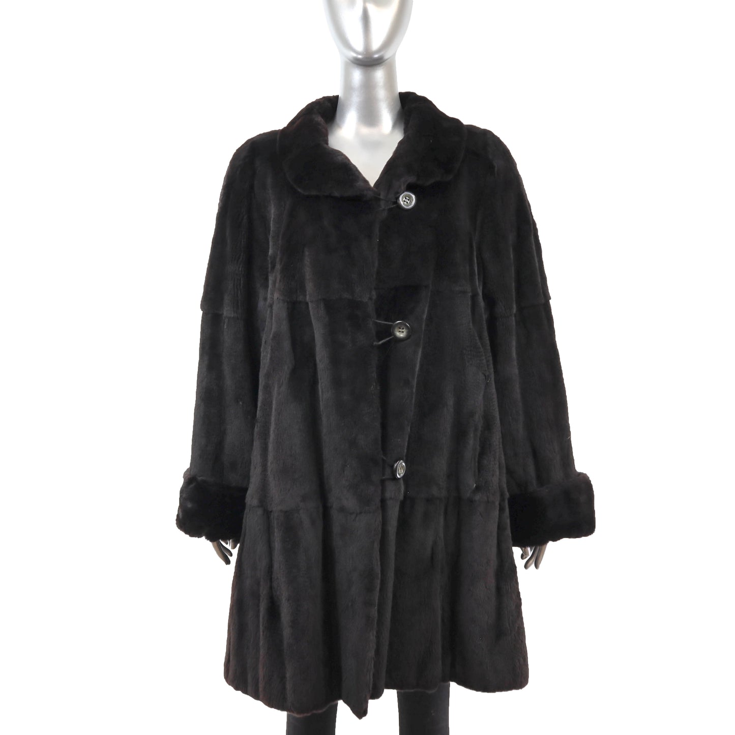 Black Sheared Mink Stroller Reversible to Taffeta- Size XL