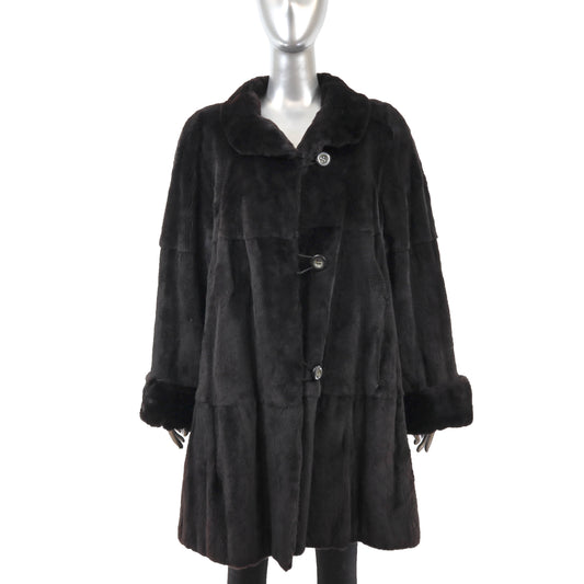Black Sheared Mink Stroller Reversible to Taffeta- Size XL