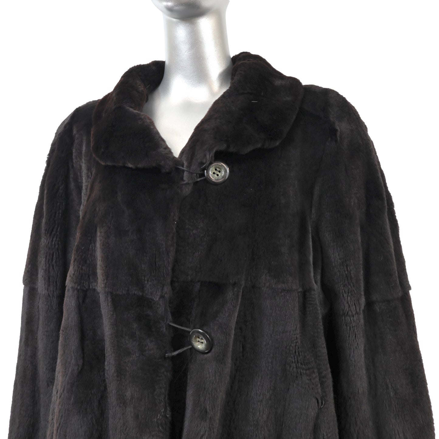 Black Sheared Mink Stroller Reversible to Taffeta- Size XL