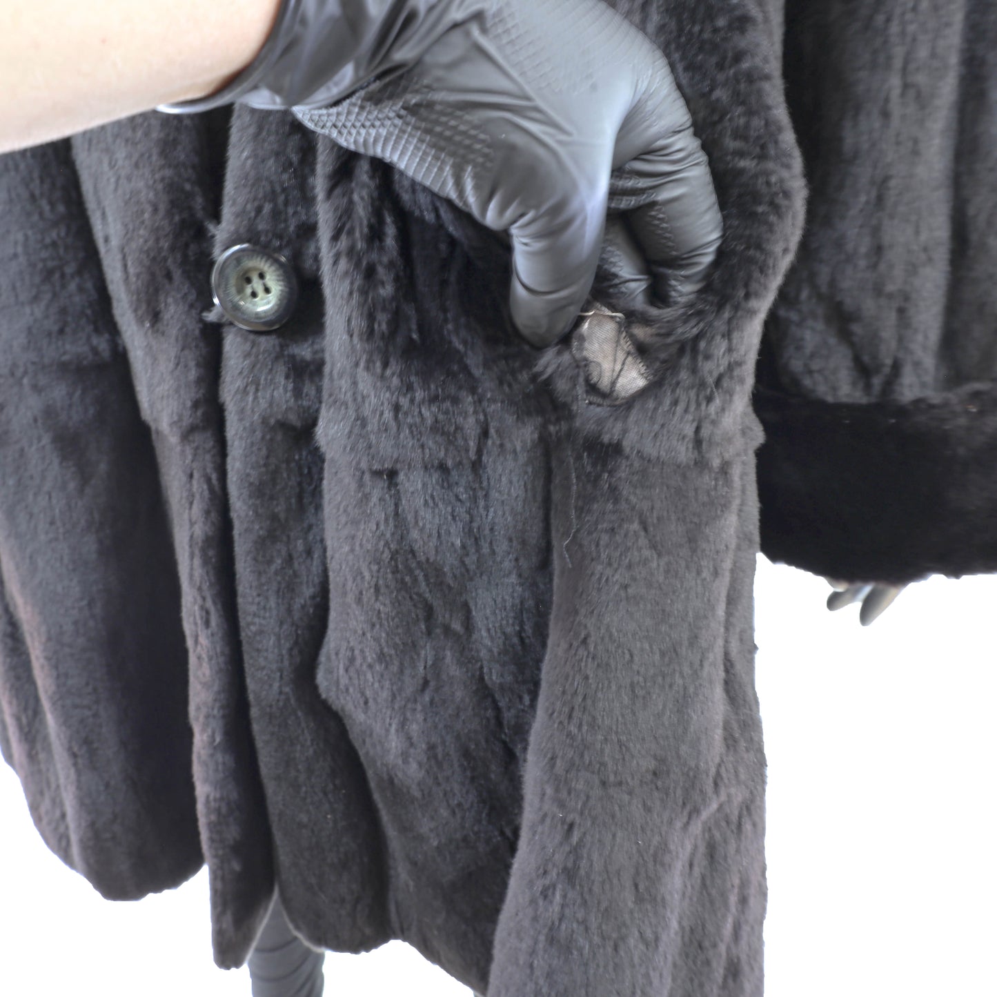 Black Sheared Mink Stroller Reversible to Taffeta- Size XL