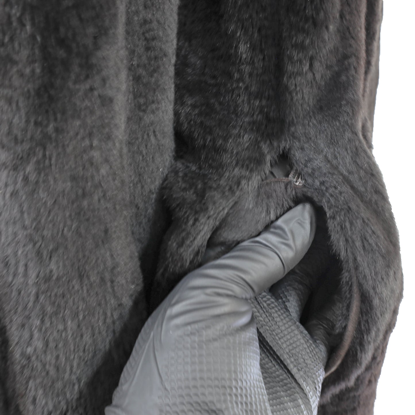 Black Sheared Mink Stroller Reversible to Taffeta- Size XL