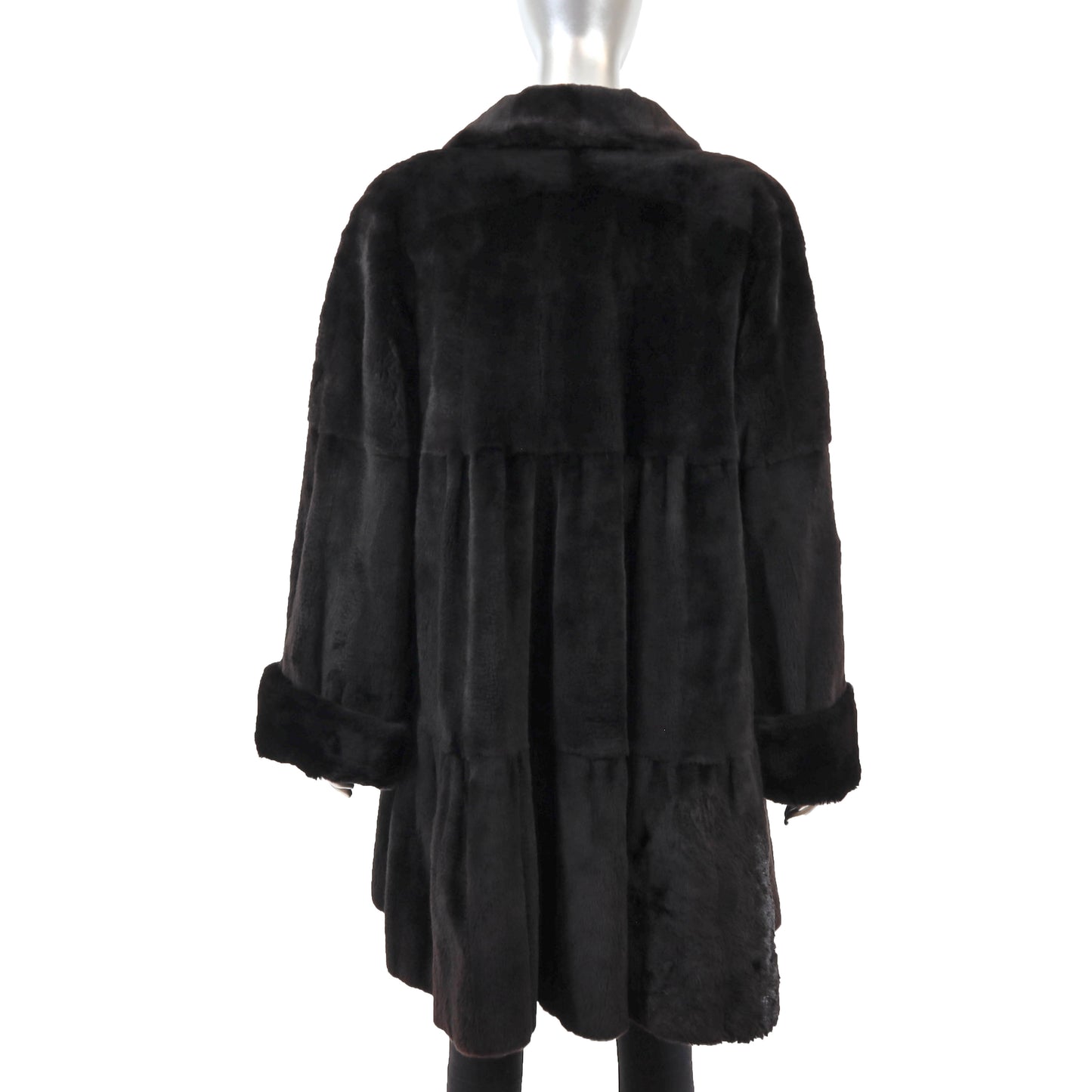Black Sheared Mink Stroller Reversible to Taffeta- Size XL