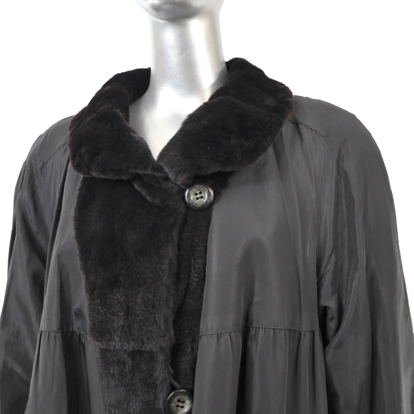 Black Sheared Mink Stroller Reversible to Taffeta- Size XL