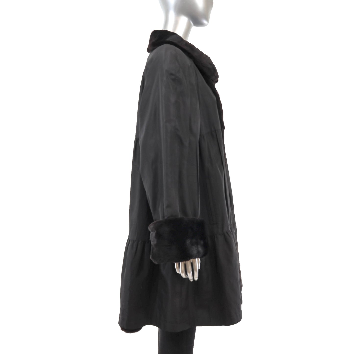 Black Sheared Mink Stroller Reversible to Taffeta- Size XL