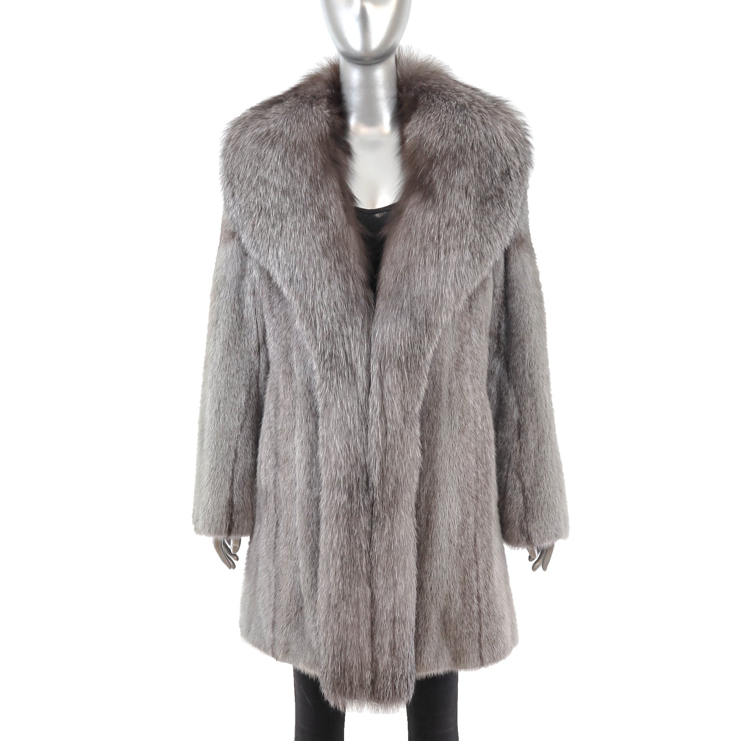 Grey Mink Stroller with Silver Fox Tuxedo- Size M