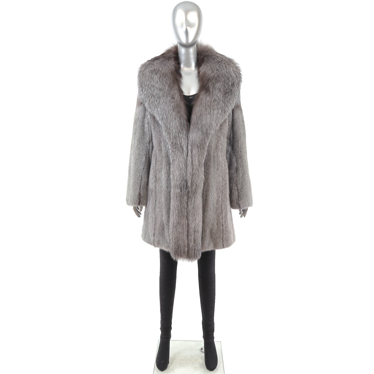 Grey Mink Stroller with Silver Fox Tuxedo- Size M