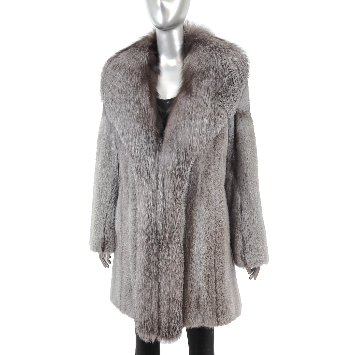 Grey Mink Stroller with Silver Fox Tuxedo- Size M