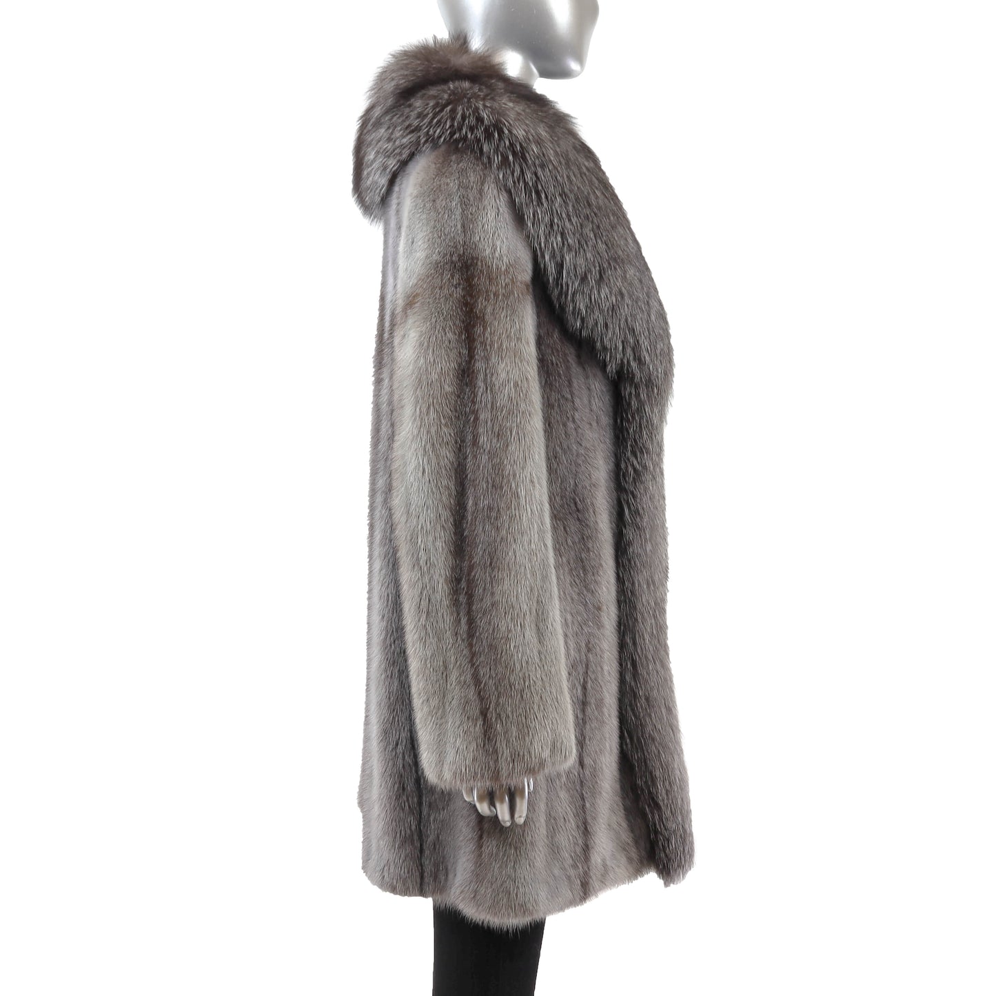 Grey Mink Stroller with Silver Fox Tuxedo- Size M