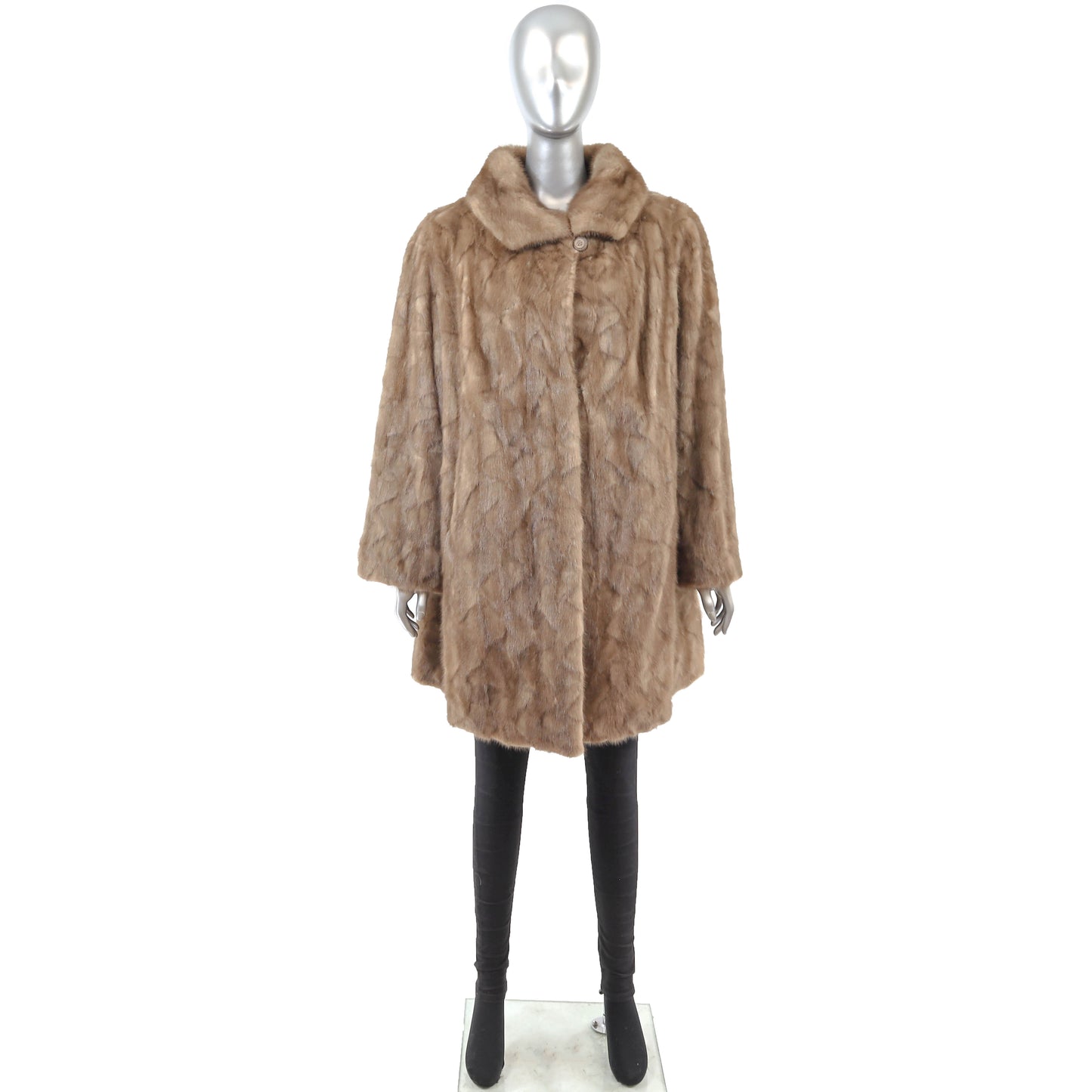 Light Brown Section Mink 3/4 Coat- Size XL-XXL