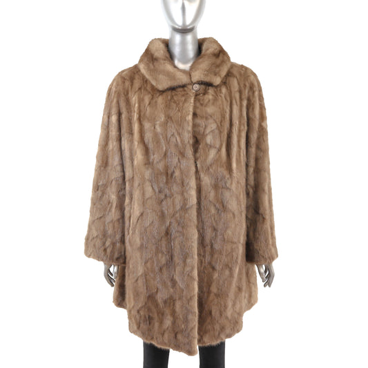 Light Brown Section Mink 3/4 Coat- Size XL-XXL