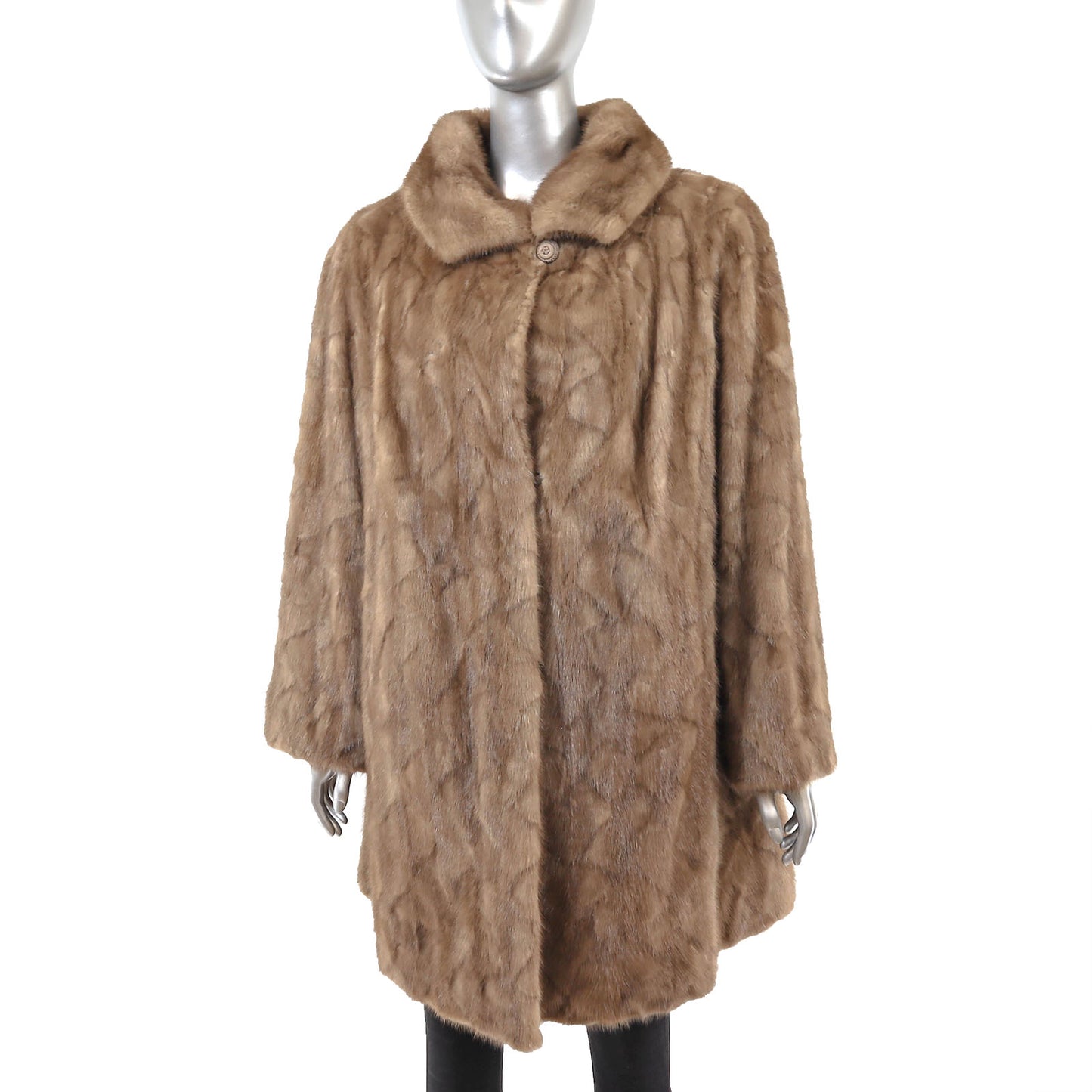 Light Brown Section Mink 3/4 Coat- Size XL-XXL
