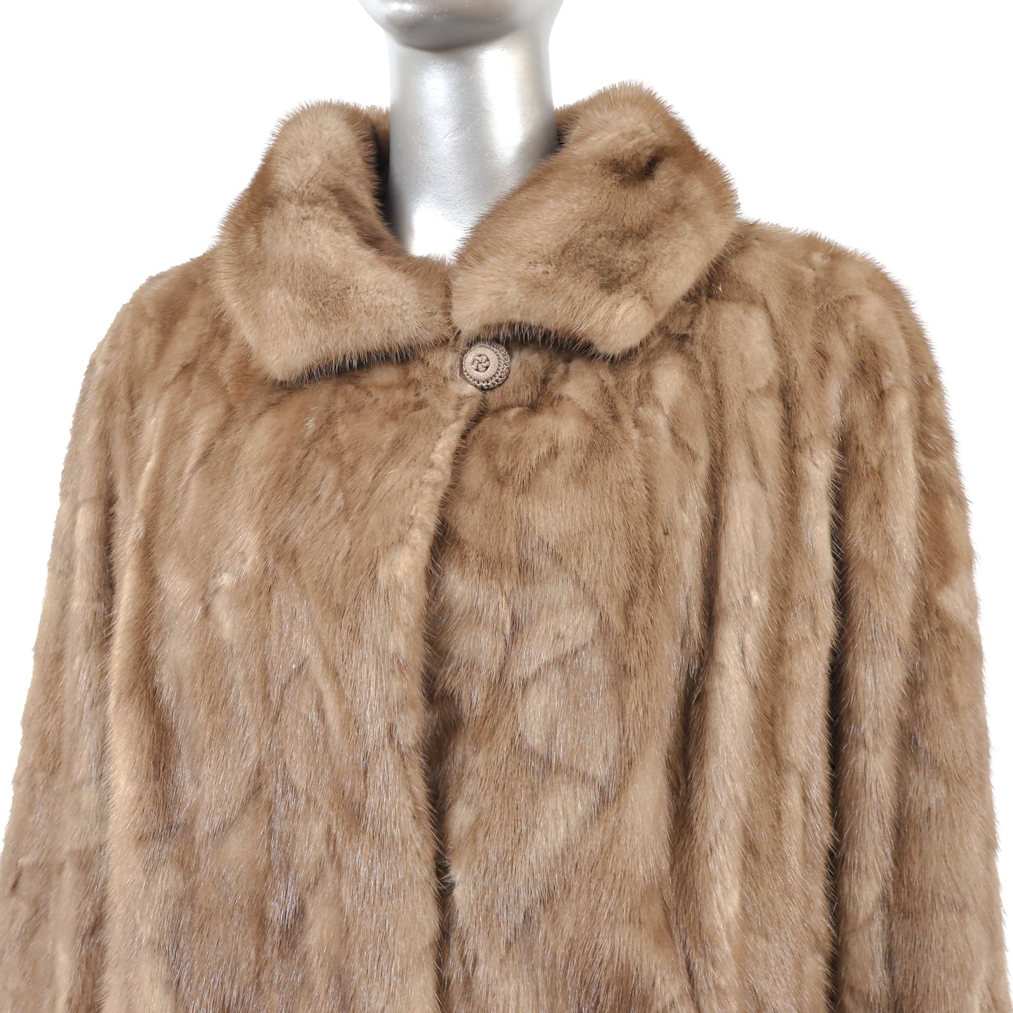 Light Brown Section Mink 3/4 Coat- Size XL-XXL