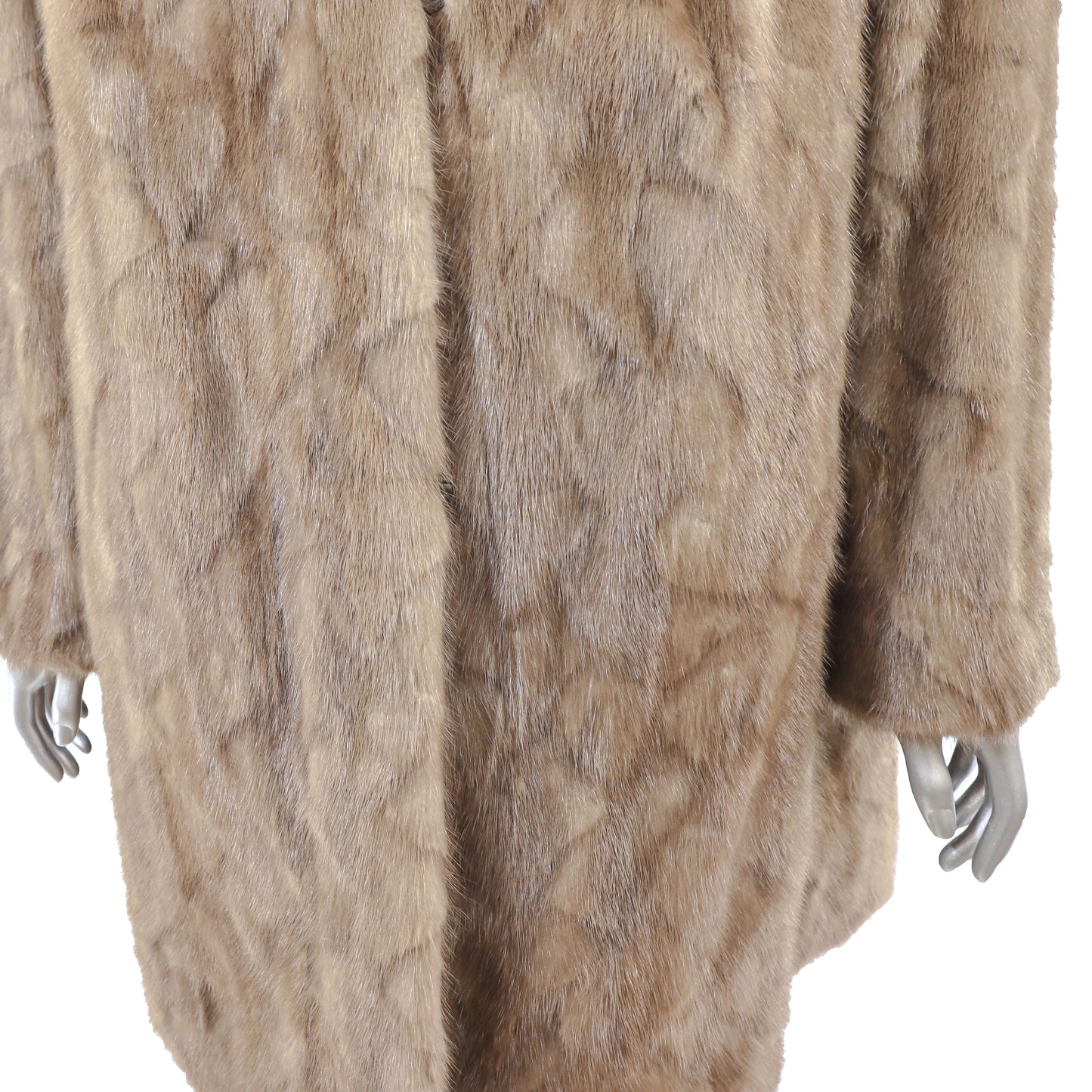Light Brown Section Mink 3/4 Coat- Size XL-XXL