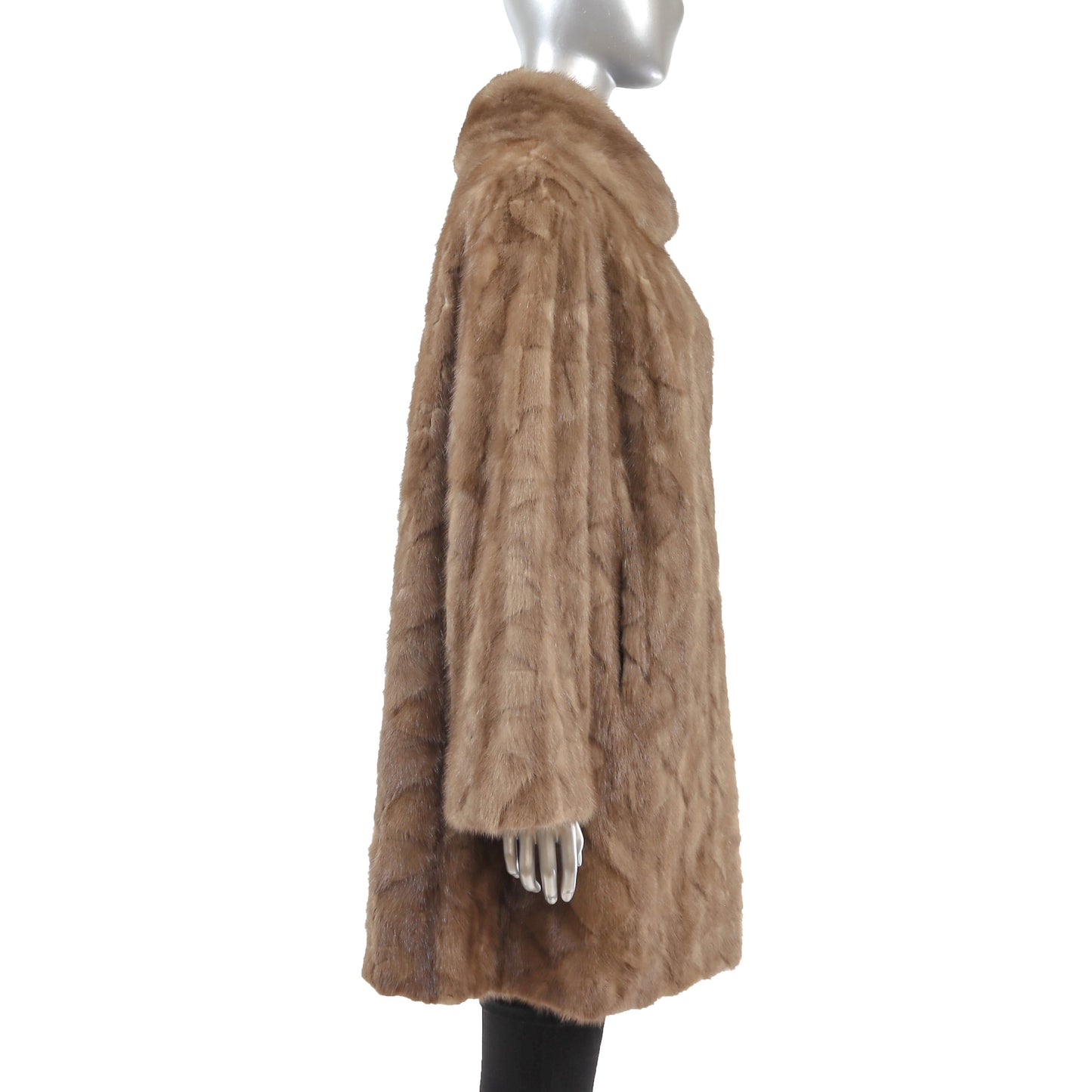 Light Brown Section Mink 3/4 Coat- Size XL-XXL