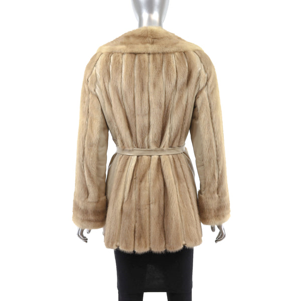 Pastel Mink Jacket with Leather Insert- Size M