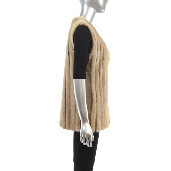 Pastel Mink Vest with Leather Insert- Size M