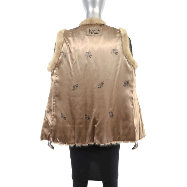 Pastel Mink Vest with Leather Insert- Size M