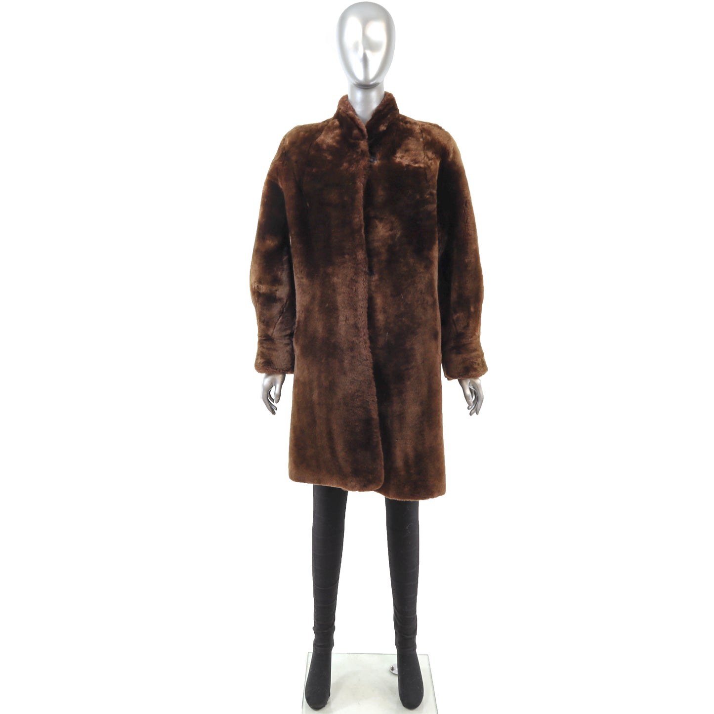 Brown Mouton Coat- Size L