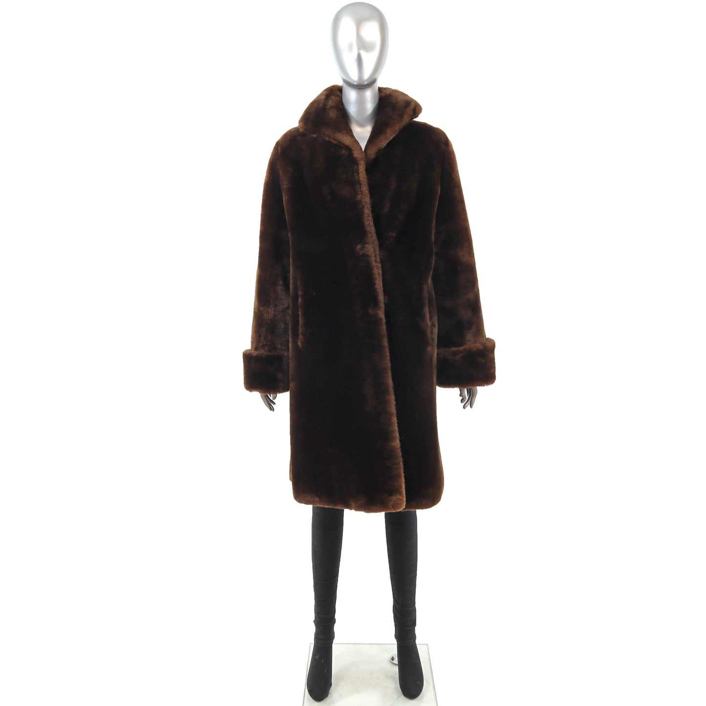 Brown Mouton Coat- Size L