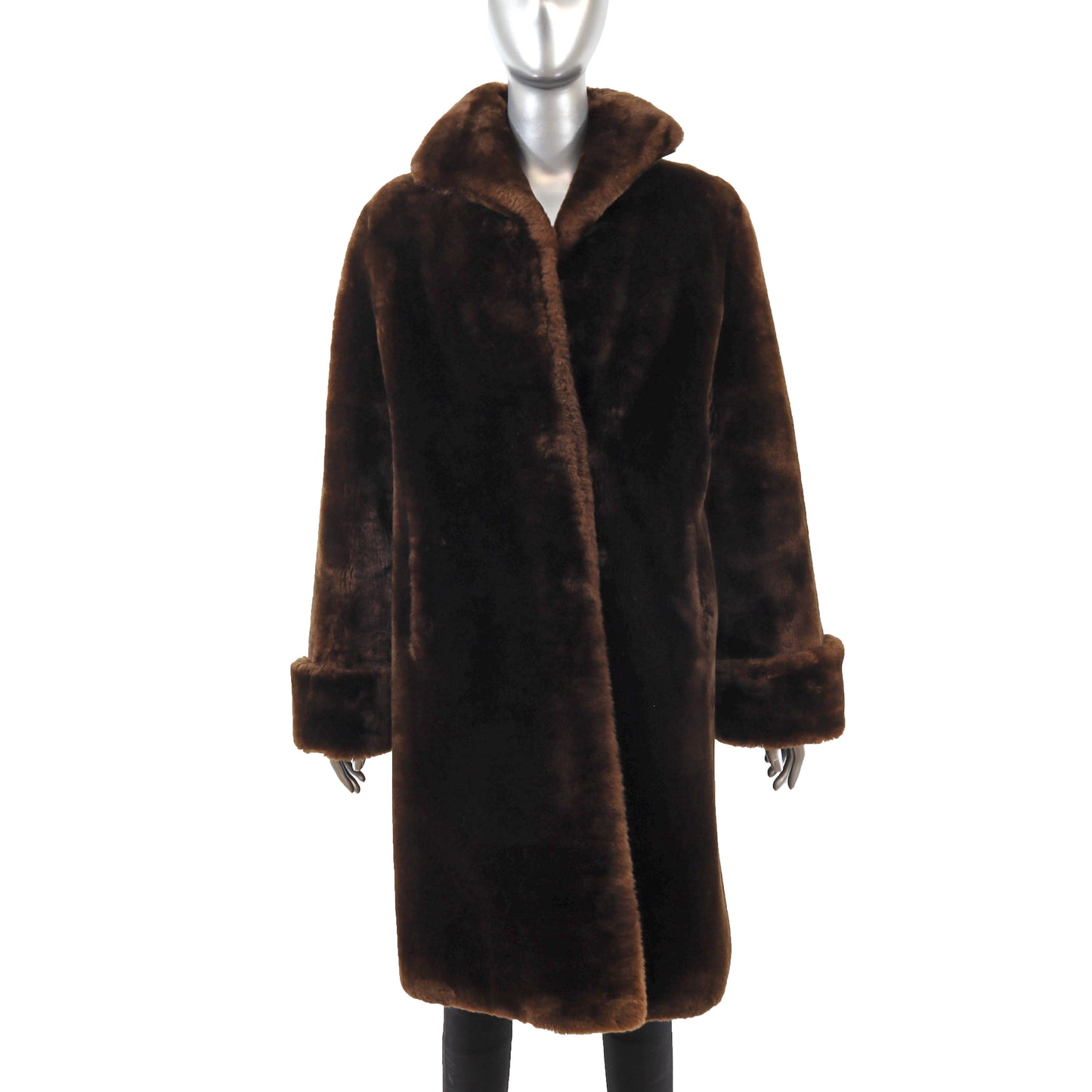 Brown Mouton Coat- Size L