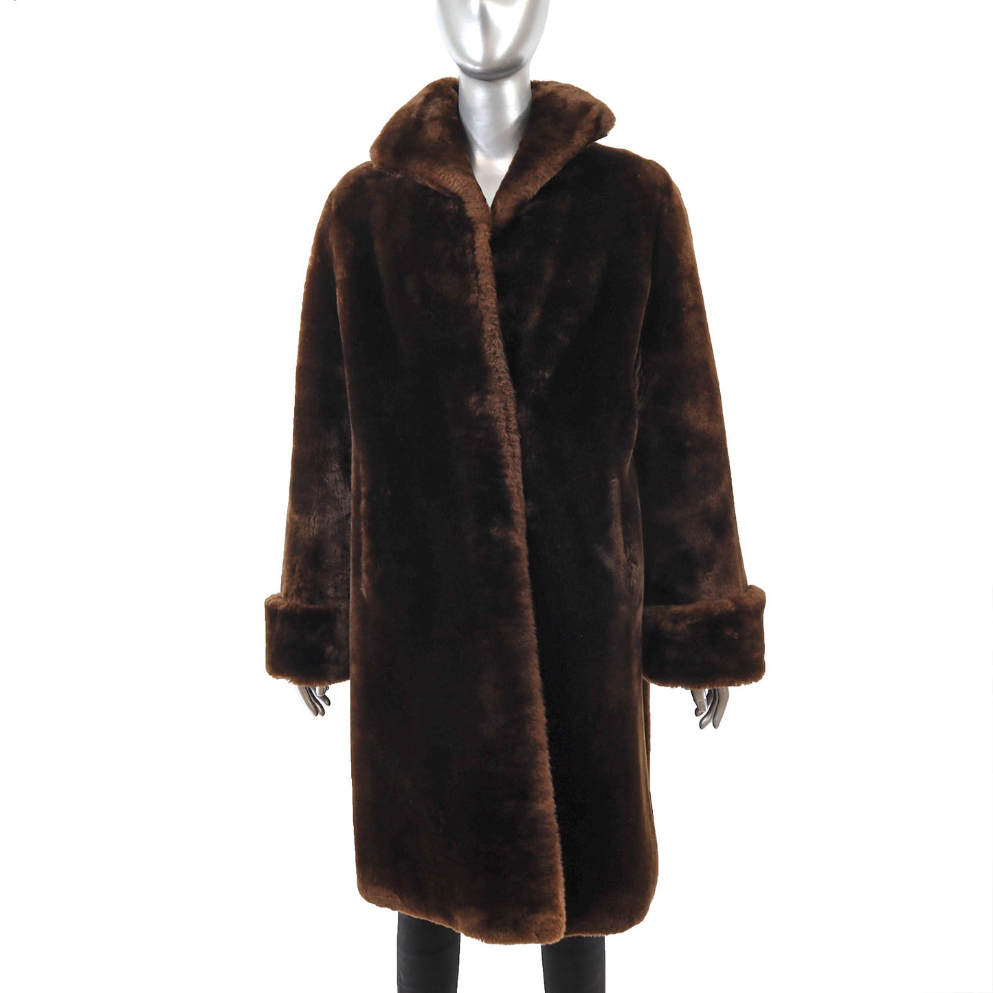 Brown Mouton Coat- Size L