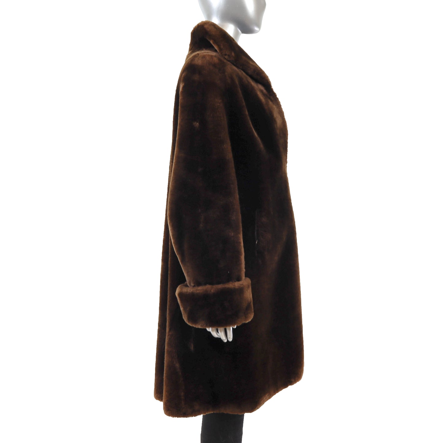 Brown Mouton Coat- Size L