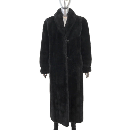 Black Mouton Coat- Size L