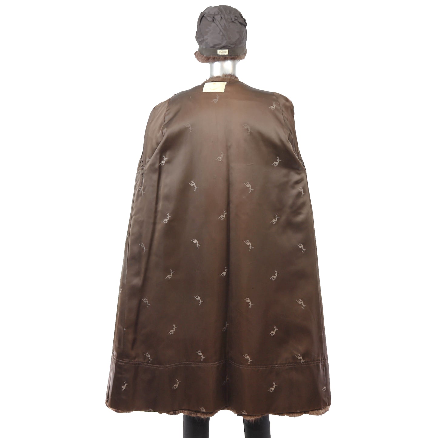 Brown Muskrat Coat with Matching Hat- Size L