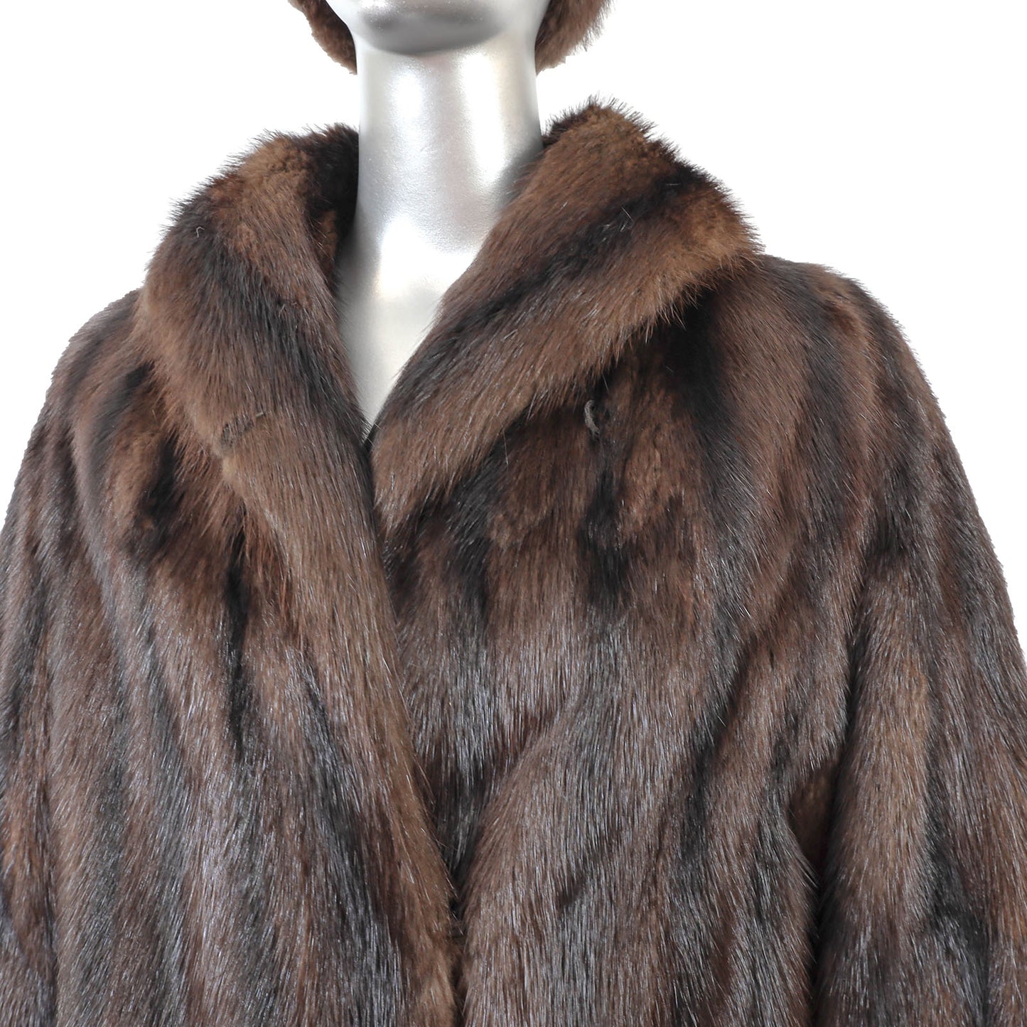 Brown Muskrat Coat with Matching Hat- Size L