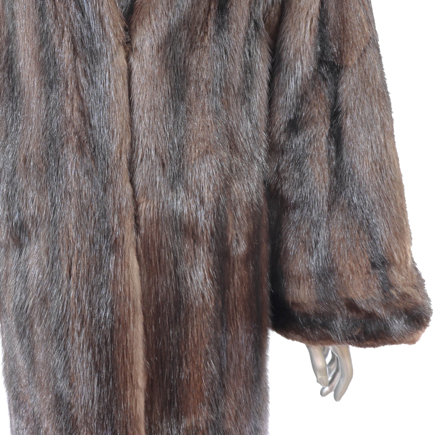Brown Muskrat Coat with Matching Hat- Size L