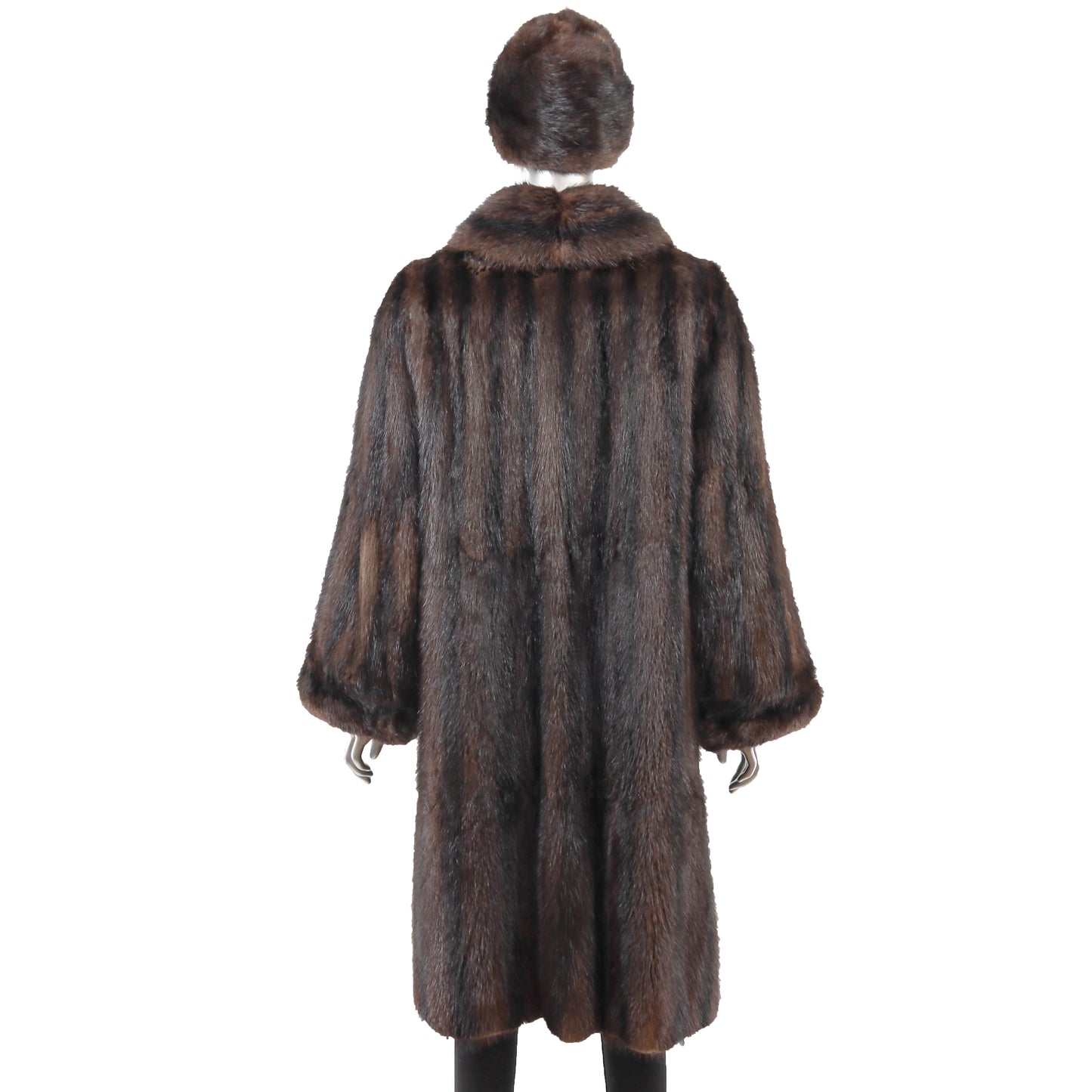 Brown Muskrat Coat with Matching Hat- Size L