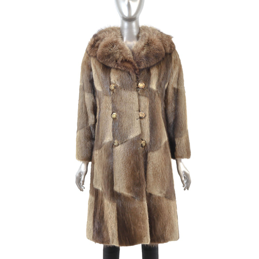 Muskrat Coat with Raccoon Collar- Size S