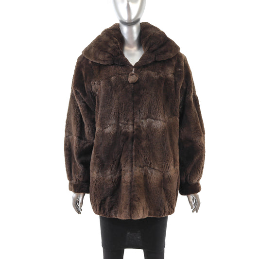Brown Sheared Muskrat Jacket- Size M