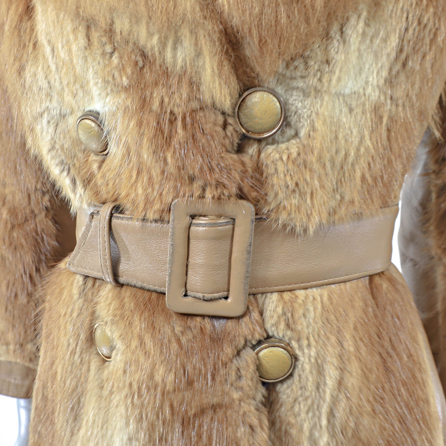 Muskrat Jacket with Leather and Opossum Collar- Size XS