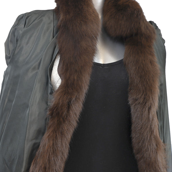 Nutria Coat with Fox Tuxedo- Size M