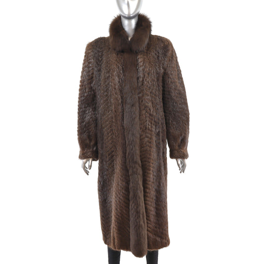 Nutria Coat with Fox Tuxedo- Size M