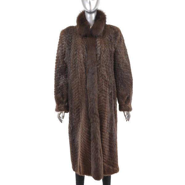 Nutria Coat with Fox Tuxedo- Size M