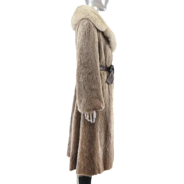 Nutria Coat with Fox Collar- Size L