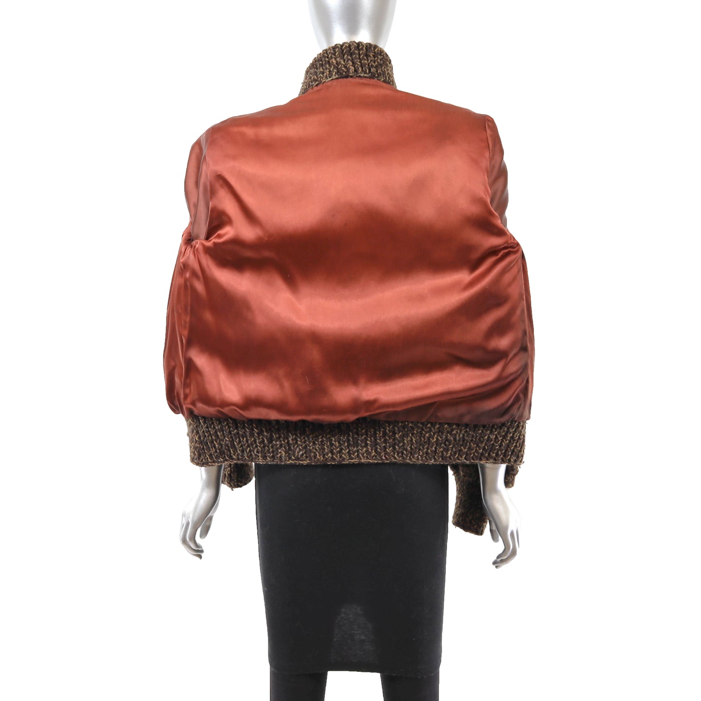 Brown Nutria Jacket with Knitted Sleeves- Size S