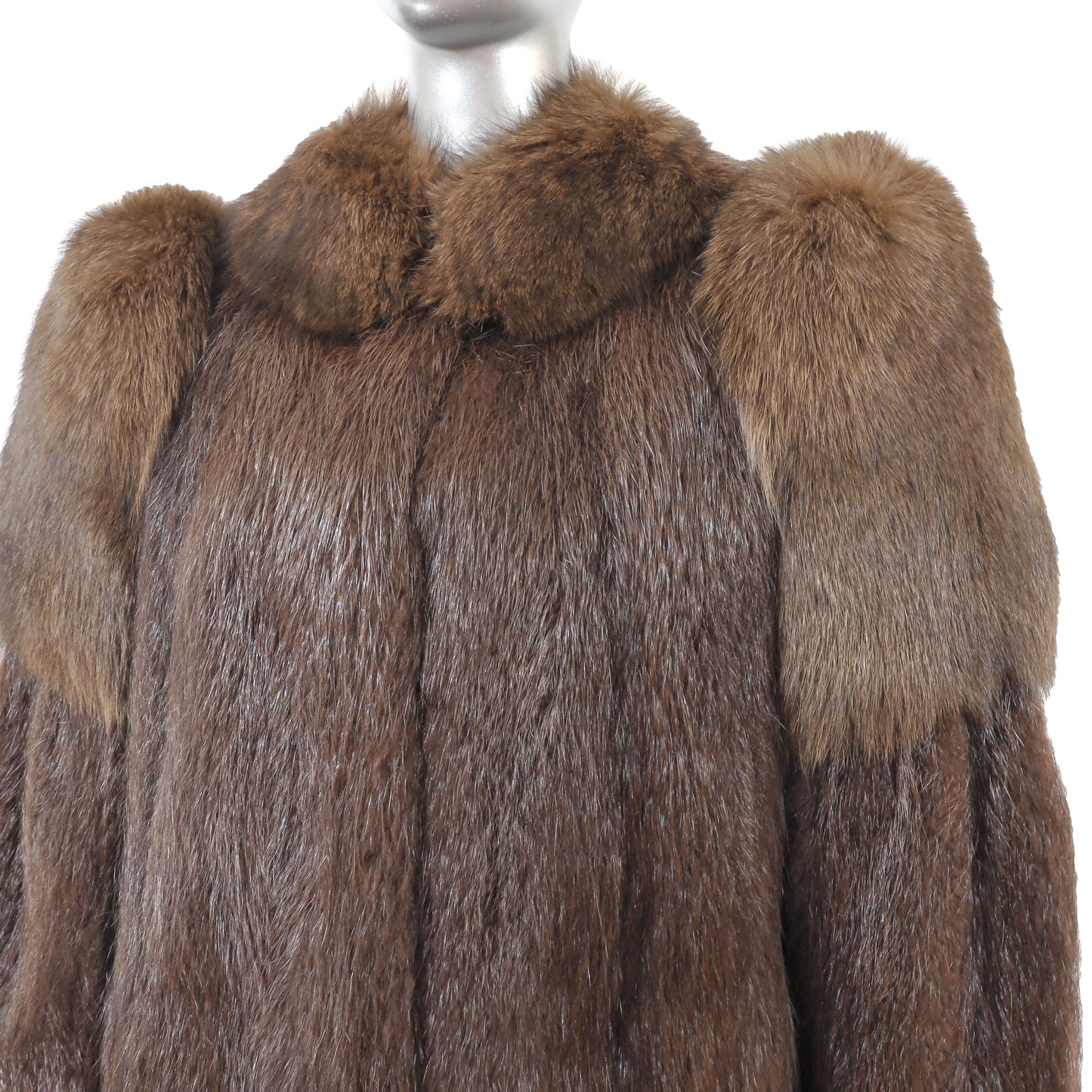 Brown Nutria Jacket with Fox- Size M
