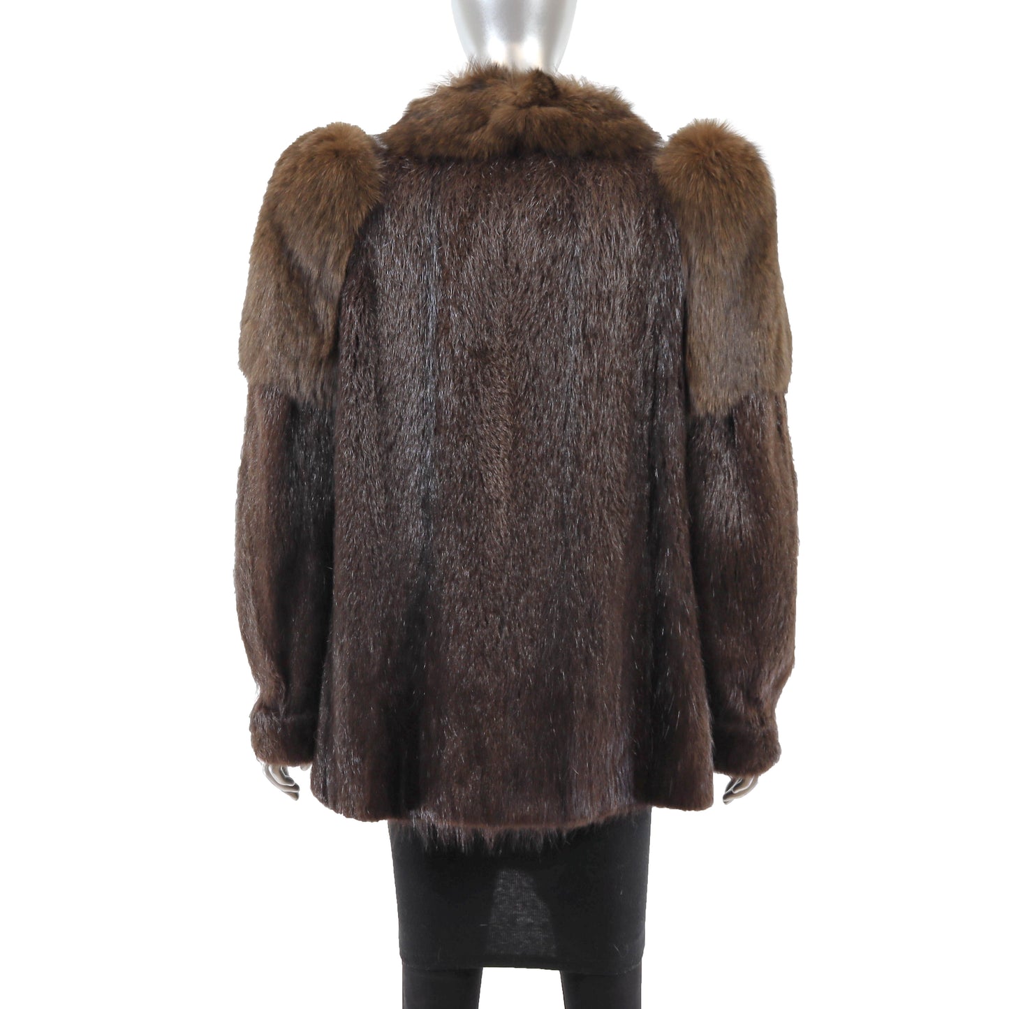 Brown Nutria Jacket with Fox- Size M