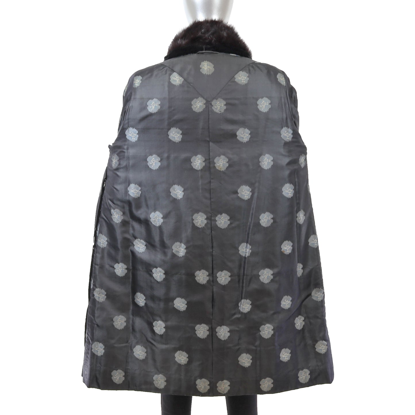 Black Otter 3/4 Coat with Mink Collar- Size L