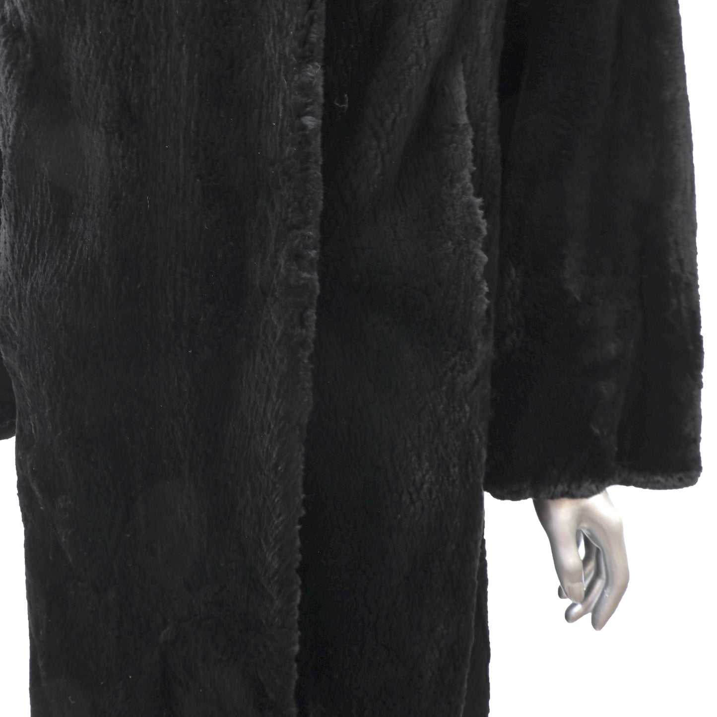 Black Otter 3/4 Coat with Mink Collar- Size L