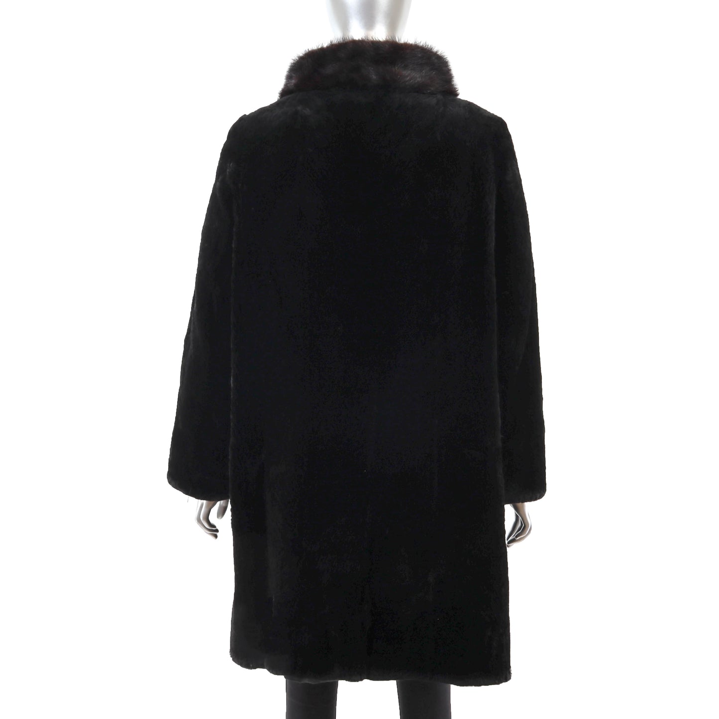 Black Otter 3/4 Coat with Mink Collar- Size L